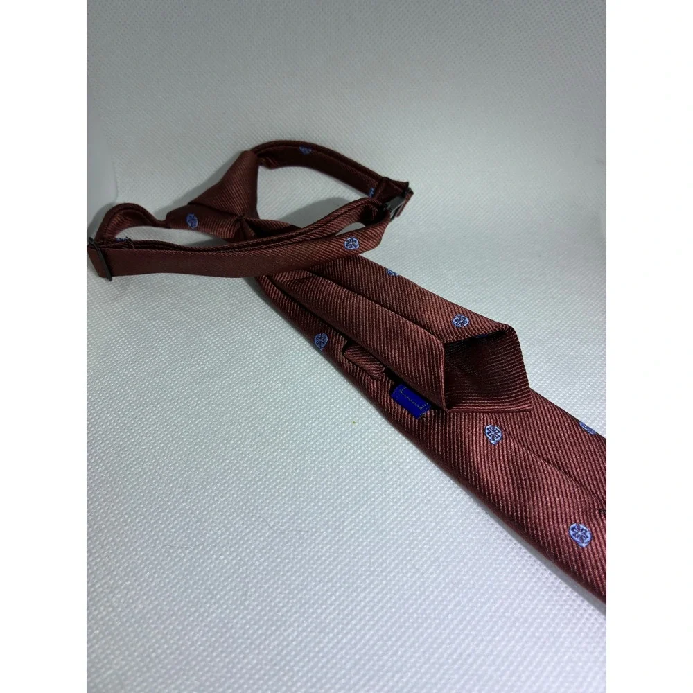 Boys Tie Bundle 3pc Clip-On and Zipper Ties Olive Burgundy Grey Formal Wear